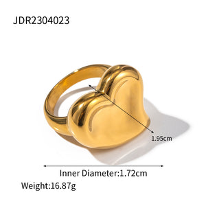 Ατσάλινο δαχτυλίδι καρδιά, σε κίτρινο χρυσό 0103244