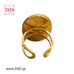Δαχτυλίδι ατσάλινο καμέο 13mm x 18mm, λευκή γυναικεία φιγούρα, κίτρινο χρυσό