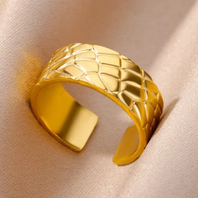 Ατσάλινο δαχτυλίδι ρυθμιζόμενο, σε κίτρινο χρυσό 157233