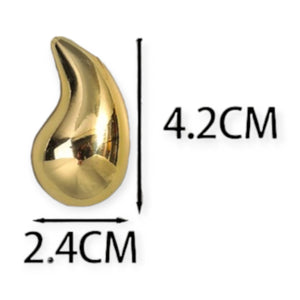 Σκουλαρίκια ατσάλινα μεγάλο δάκρυ 4,2cm, κίτρινο χρυσό 1611232G