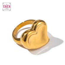 Φόρτωσε την φωτογραφία στο Gallery viewer, Ατσάλινο δαχτυλίδι καρδιά, σε κίτρινο χρυσό 0103244