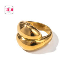 Φόρτωσε την φωτογραφία στο Gallery viewer, Ατσάλινο δαχτυλίδι μεγάλο, σε κίτρινο χρυσό 13032416