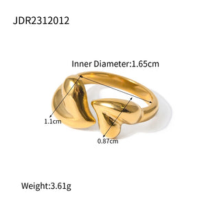 Ατσάλινο δαχτυλίδι καρδιές, σε κίτρινο χρυσό 0103245