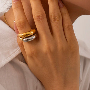 Ατσάλινο δαχτυλίδι δίχρωμο ασημί - χρυσό 1303249