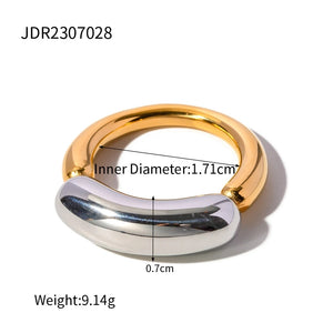 Ατσάλινο δαχτυλίδι δίχρωμο ασημί - χρυσό 1303249