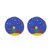 Φόρτωσε την φωτογραφία στο Gallery viewer, Σκουλαρίκια χειροποίητα, καρφάκι μικρός Πρίγκηπας, με σμάλτο σε κίτρινο χρυσό 1412234