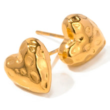 Φόρτωσε την φωτογραφία στο Gallery viewer, Ατσάλινα σκουλαρίκια μικρές καρδιές, καρφάκι, σε κίτρινο χρυσό 2902241