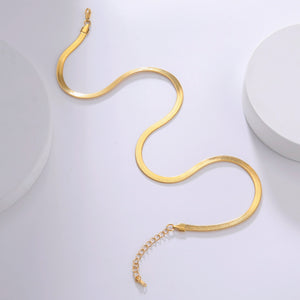 Αλυσίδα ατσάλινη, τύπου φίδι πλακέ, 4mm πάχος - 40cm μήκος, κίτρινο χρυσό