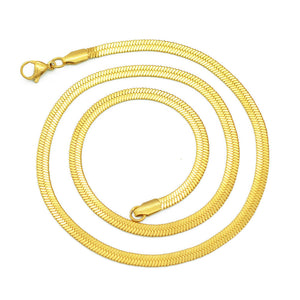 Αλυσίδα ατσάλινη, τύπου φίδι πλακέ, 5mm πάχος - 45cm μήκος, κίτρινο χρυσό