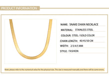 Φόρτωσε την φωτογραφία στο Gallery viewer, Αλυσίδα ατσάλινη, τύπου φίδι πλακέ, 3mm πάχος - 45cm μήκος, κίτρινο χρυσό 2102242