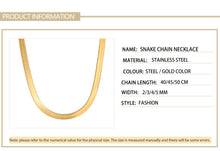 Φόρτωσε την φωτογραφία στο Gallery viewer, Αλυσίδα ατσάλινη, τύπου φίδι πλακέ, 4mm πάχος - 40cm μήκος, κίτρινο χρυσό