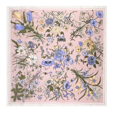 Μαντήλι τετράγωνο 60cm x 60cm, φλοράλ ροζ - μπεζ
