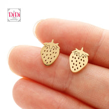 Φόρτωσε την φωτογραφία στο Gallery viewer, Ατσάλινα σκουλαρίκια φράουλα, κίτρινο χρυσό 2302242