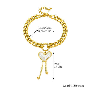 Ατσάλινο βραχιόλι αλυσίδα με κρεμαστή καρδιά, σε κίτρινο χρυσό 2003244