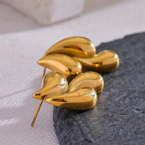 Ατσάλινα σκουλαρίκια, καρφάκι, σε κίτρινο χρυσό 2902244