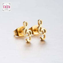 Φόρτωσε την φωτογραφία στο Gallery viewer, Ατσάλινα σκουλαρίκια νότες, χρυσό 18042422