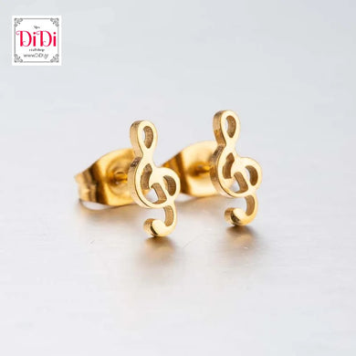 Ατσάλινα σκουλαρίκια νότες, χρυσό 18042422