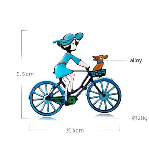 Καρφίτσα κοπέλα με σκύλο σε ποδήλατο 28032414