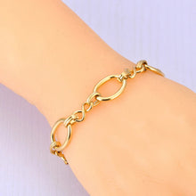 Φόρτωσε την φωτογραφία στο Gallery viewer, Ατσάλινο βραχιόλι αλυσίδα με οβάλ, σε κίτρινο χρυσό 19032427G