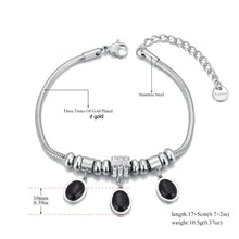 Φόρτωσε την φωτογραφία στο Gallery viewer, Ατσάλινο βραχιόλι αλυσίδα με πλακέ οβάλ, κρεμαστά στοιχεία και στρας, σε κίτρινο χρυσό 19032425G