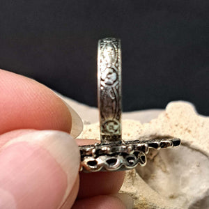 Δαχτυλίδι καμέο ρυθμιζόμενο, γκρι φόντο - γκρι γυναικεία φιγούρα, ασημί 1805232