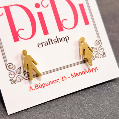 Ατσάλινα σκουλαρίκια ζευγάρι, κίτρινο χρυσό