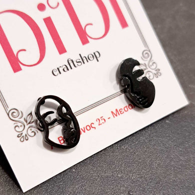 Ατσάλινα σκουλαρίκια πρόσωπα, μαύρο