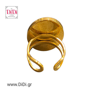 Δαχτυλίδι ατσάλινο καμέο 13mm x 18mm, μπεζ γυναικεία φιγούρα, κίτρινο χρυσό