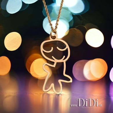 Ατσάλινο κολιέ Happy Dancer, σε κίτρινο χρυσό