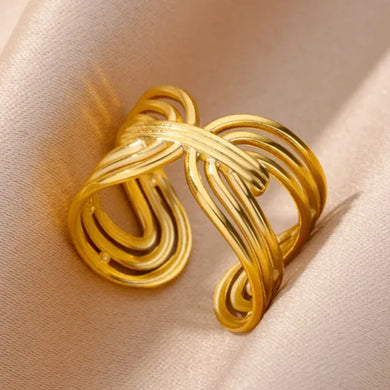 Ατσάλινο δαχτυλίδι ρυθμιζόμενο, σε κίτρινο χρυσό 157231