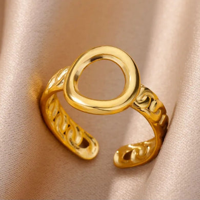 Ατσάλινο δαχτυλίδι ρυθμιζόμενο, σε κίτρινο χρυσό 157238