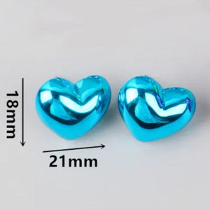 Σκουλαρίκια καρφάκι, καρδιές μοβ 21mm
