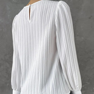 Μπλούζα - πουκάμισο με φουσκωτούς ώμους, εκρού με μακρύ μανίκι