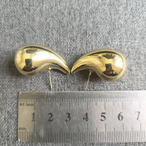 Σκουλαρίκια ατσάλινα δάκρυ 3cm, κίτρινο χρυσό