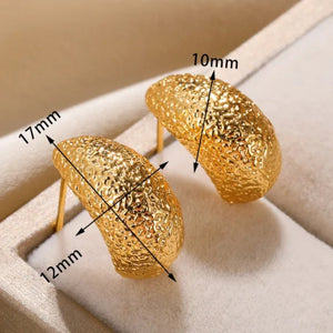 Σκουλαρίκια ατσάλινα δάκρυ 2cm, χρυσό σφυρήλατο