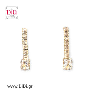 Σκουλαρίκια κρεμαστά με zircon, καρφωτά στο αυτί, κίτρινο χρυσό 211234G