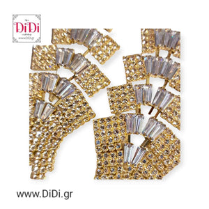 Σκουλαρίκια κρεμαστά μακρυά με zircon, καρφωτά στο αυτί, κίτρινο χρυσό 211239G