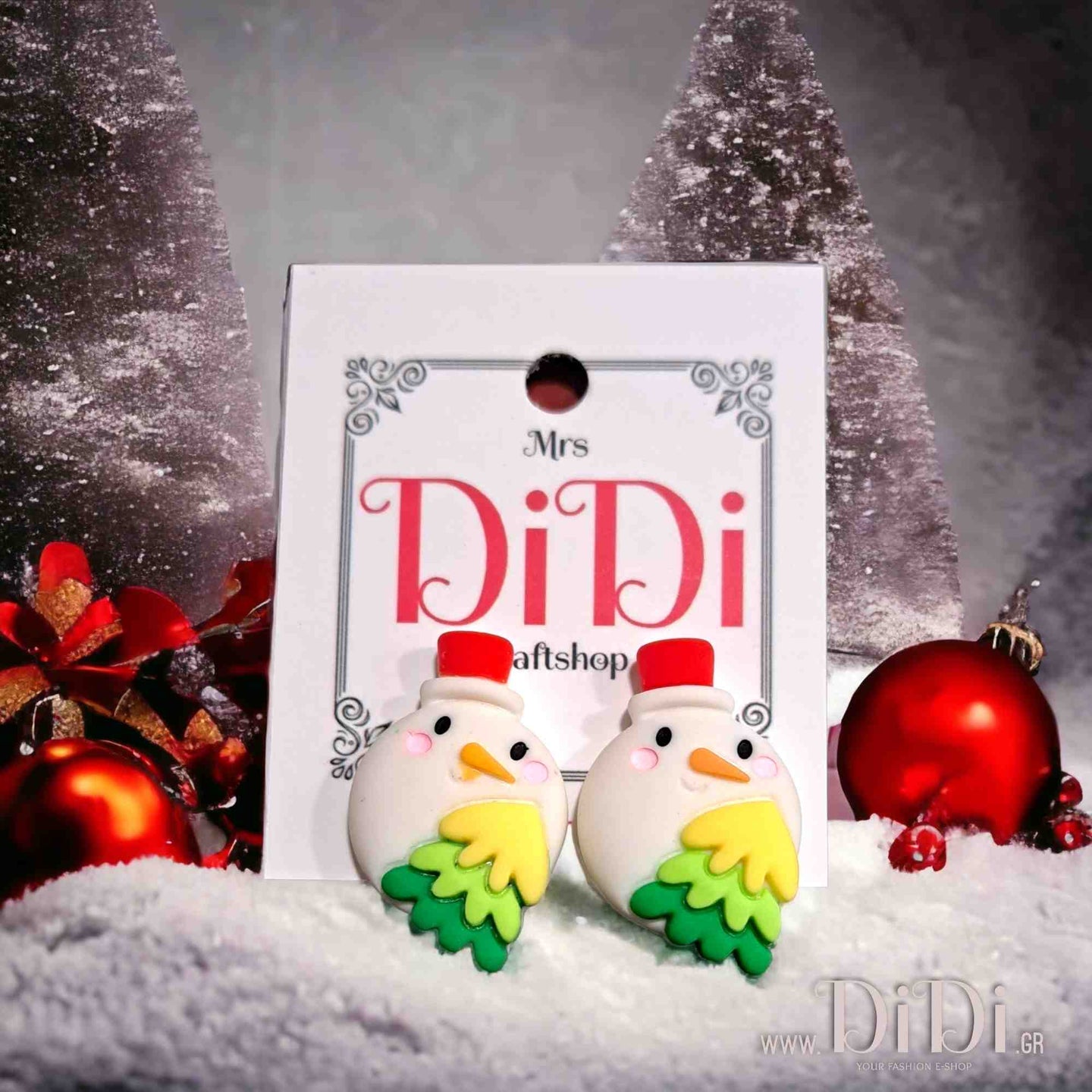 Σκουλαρίκια παιδικά κλιπς, Χριστουγεννιάτικα, Χιονάνθρωποι, 2211247
