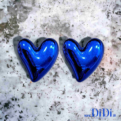 Σκουλαρίκια καρφάκι, καρδιές μπλε ρουά 26mm, 2905248B