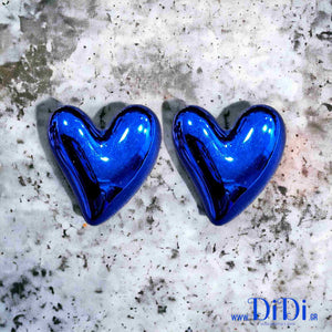 Σκουλαρίκια καρφάκι, καρδιές μπλε ρουά 26mm