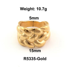 Φόρτωσε την φωτογραφία στο Gallery viewer, Ατσάλινο δαχτυλίδι ρετρό, σχέδιο αλυσίδα σε κίτρινο χρυσό 1412231