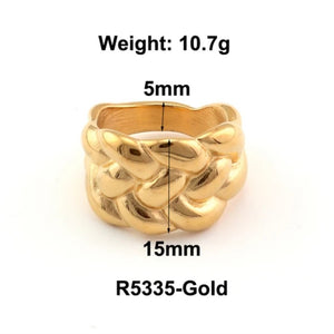 Ατσάλινο δαχτυλίδι ρετρό, σχέδιο αλυσίδα σε κίτρινο χρυσό 1412231