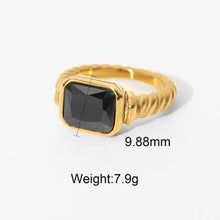 Φόρτωσε την φωτογραφία στο Gallery viewer, Ατσάλινο δαχτυλίδι με μαύρη πέτρα, σε κίτρινο χρυσό 2312232