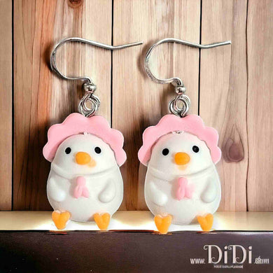 Σκουλαρίκια κρεμαστά ατσάλινα, Παπάκια φίλες, σε ασημί 2701249