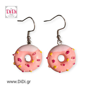 Σκουλαρίκια μινιατούρες ντόνατς ροζ 1202246