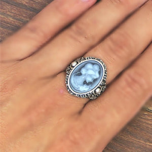 Δαχτυλίδι καμέο, σκούρο γκρι - γκρι γυναικεία φιγούρα, 1502242