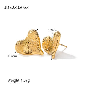 Ατσάλινα σκουλαρίκια καρδιές, καρφάκι, σε κίτρινο χρυσό 2202249