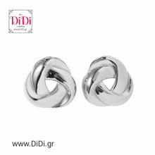 Φόρτωσε την φωτογραφία στο Gallery viewer, Ατσάλινα σκουλαρίκια καρφάκι, κόμπος, σε ασημί 01032414S