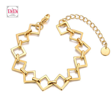 Ατσάλινο βραχιόλι αλυσίδα με ρόμβους, σε κίτρινο χρυσό 19032426G