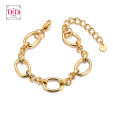 Φόρτωσε την φωτογραφία στο Gallery viewer, Ατσάλινο βραχιόλι αλυσίδα με οβάλ, σε κίτρινο χρυσό 19032427G